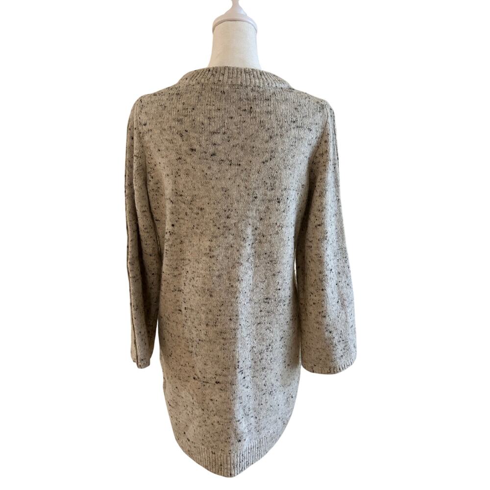Madewell Donegal Wool Blend Sweater Dress Button Sleeve Mini Oatmeal Speckled - Picture 3 of 11